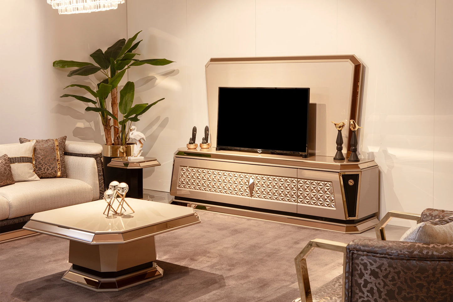 Diamond Wood TV Unit