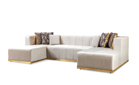 Elisha Velvet Double Chaise 140" Sectional