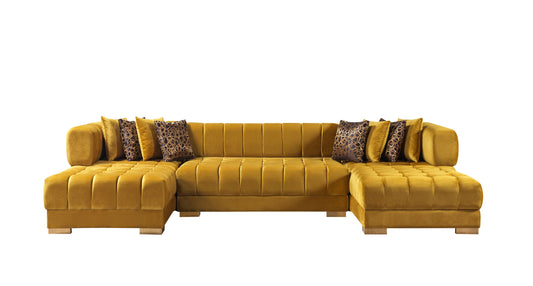 Ariana Mustard Velvet Double Chaise 138" Sectional