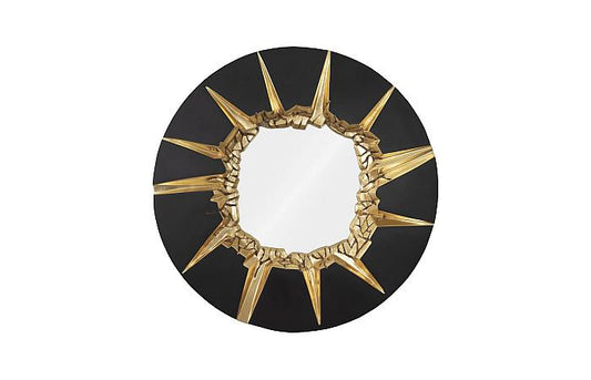 Circular Cracked Mirror, Black & Gold